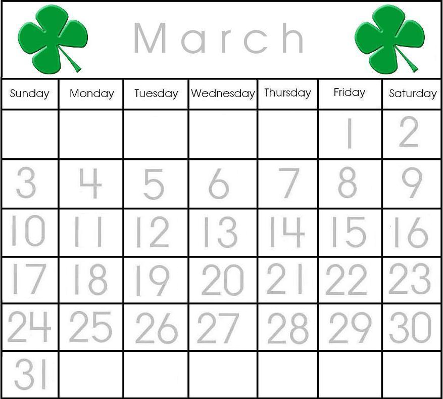 Preschool Printable Calendar Items